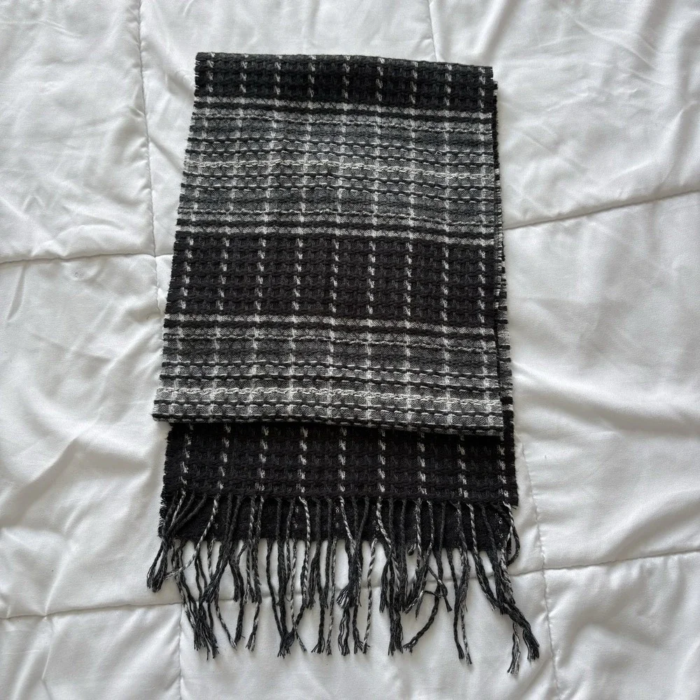 Cashmink V. Fraas 100% Acrylic Scarf Made In Germany Grey‎ Black Striped Winter